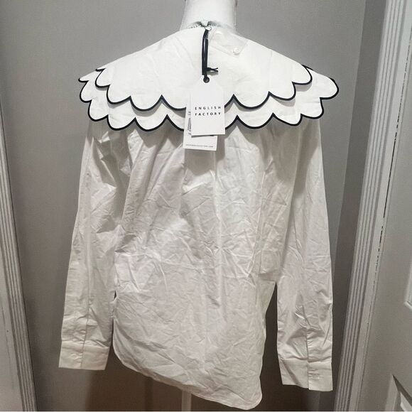 NWT English Factory button down white oversized blouse size small women's - Picture 8 of 11